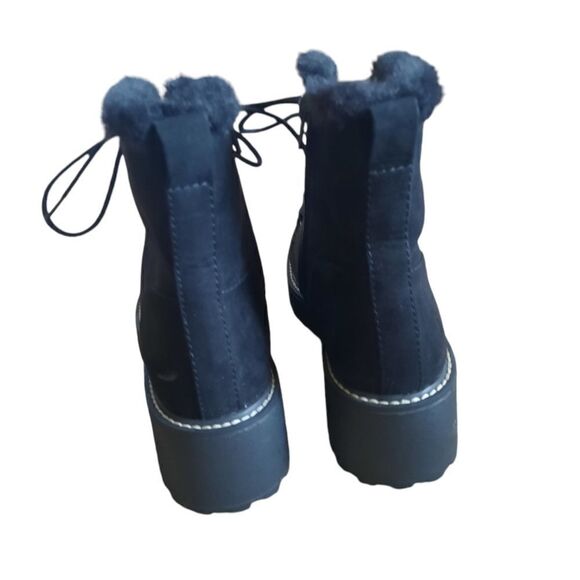 Madden Girl Carra Combat Boots Faux Suede Fur Lined Side Zip Boots - Picture 5 of 7